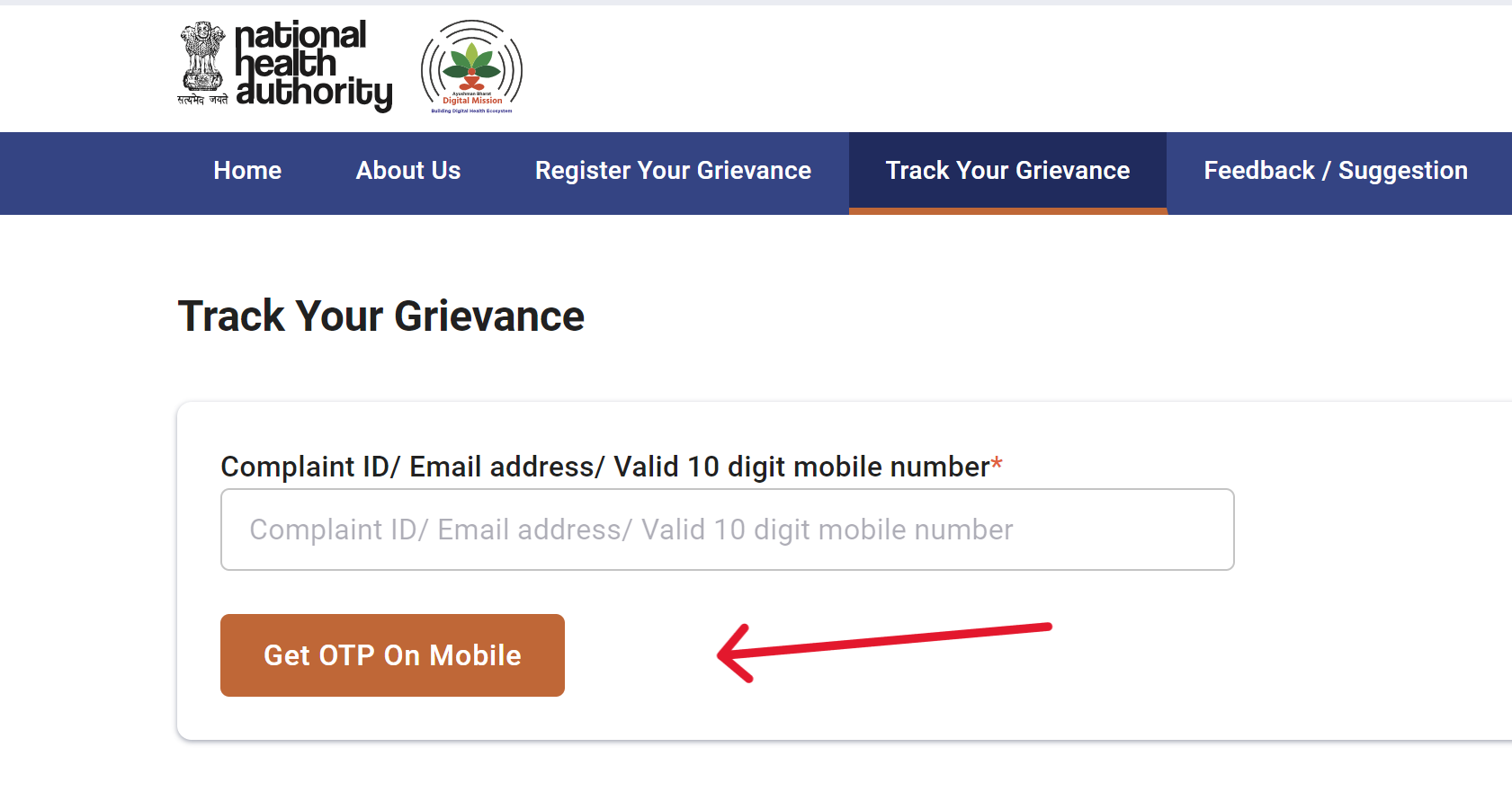 ABHA Grievance Status Track