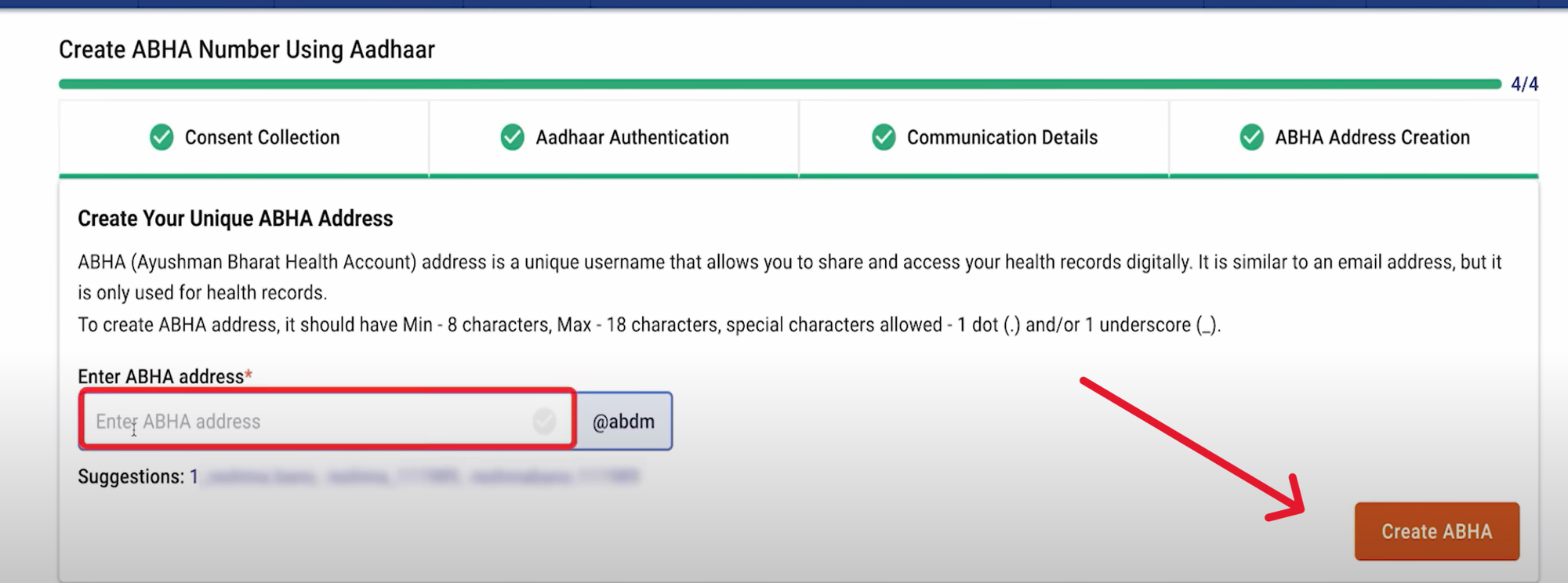 Create ABHA Address