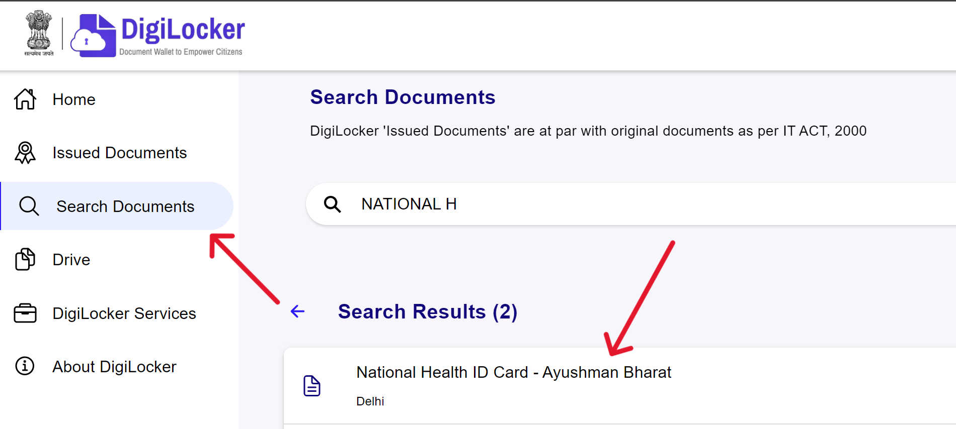 Search For NATIONAL HEALTH ID CARD