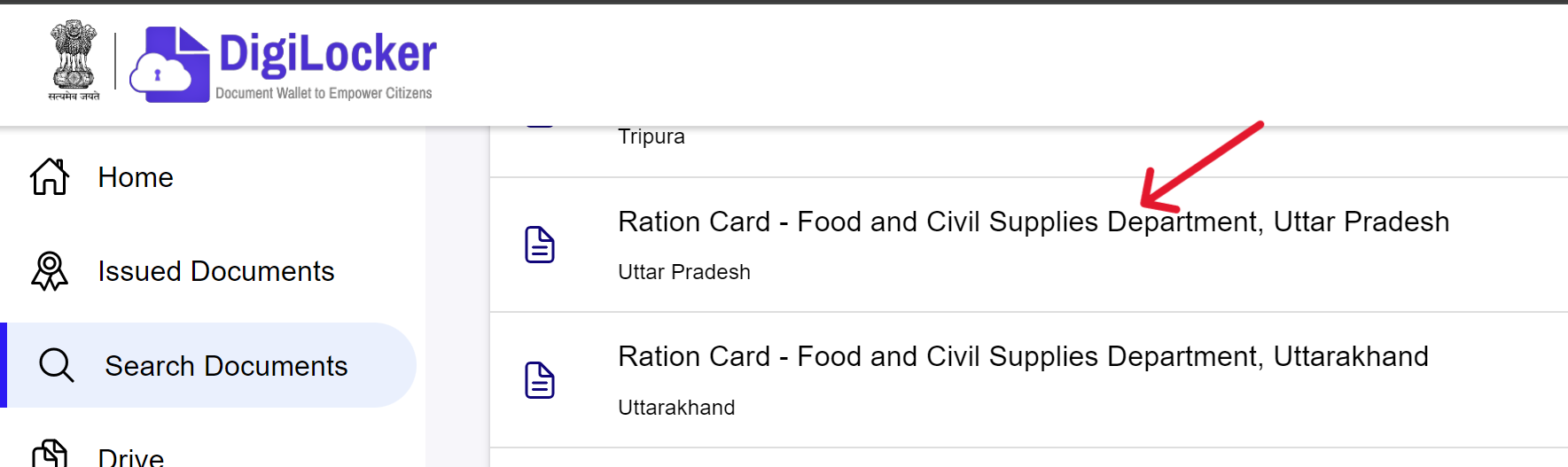 UP Ration card digilocker