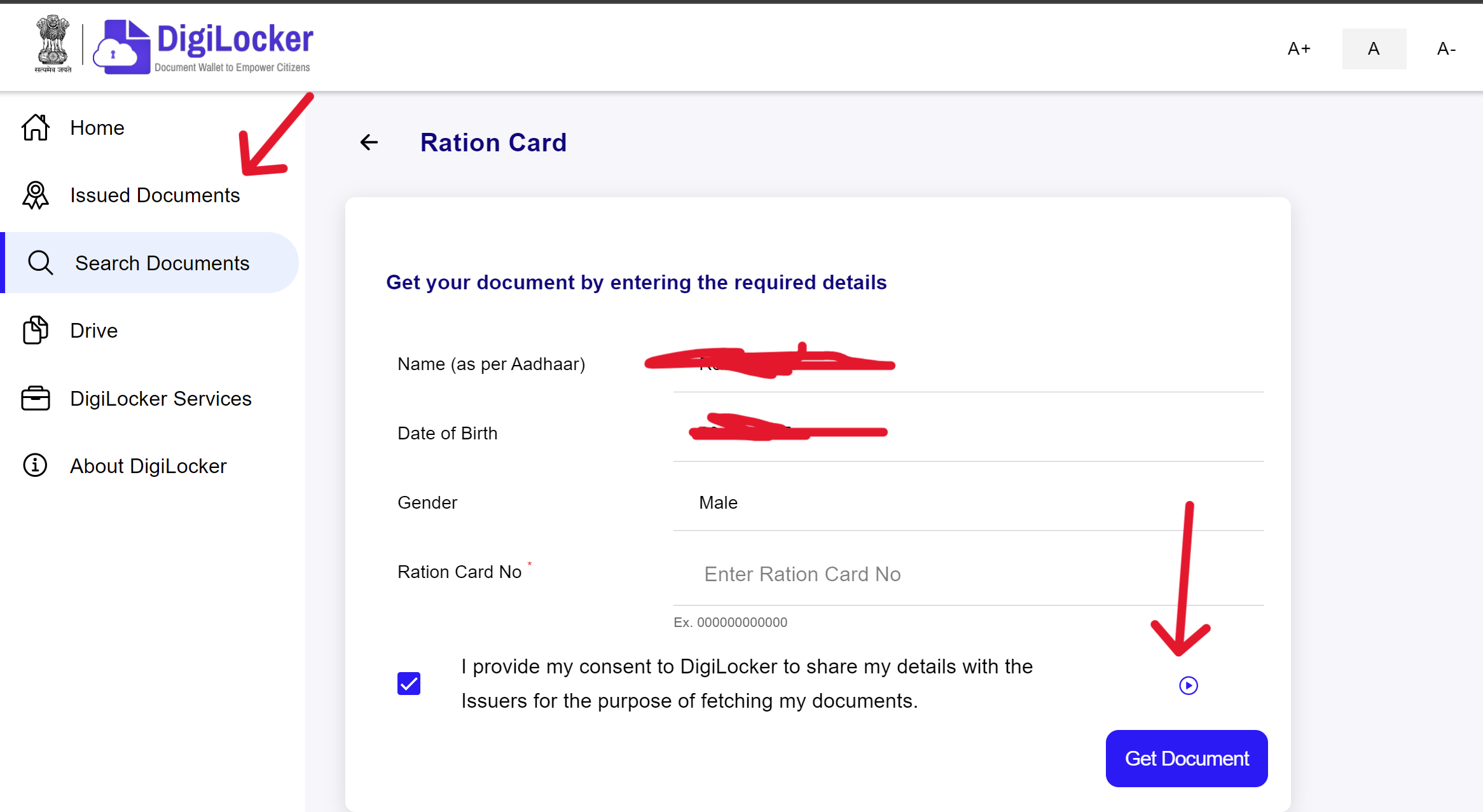 e-Ration Card Download DigiLocker