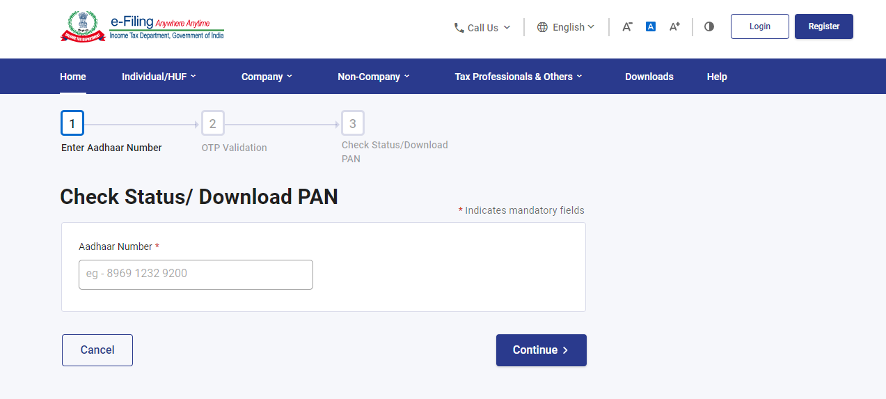 Instant E-PAN Status Check