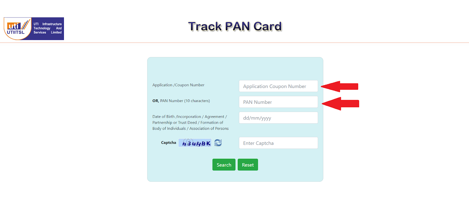 PAN Card Status UTIITSL