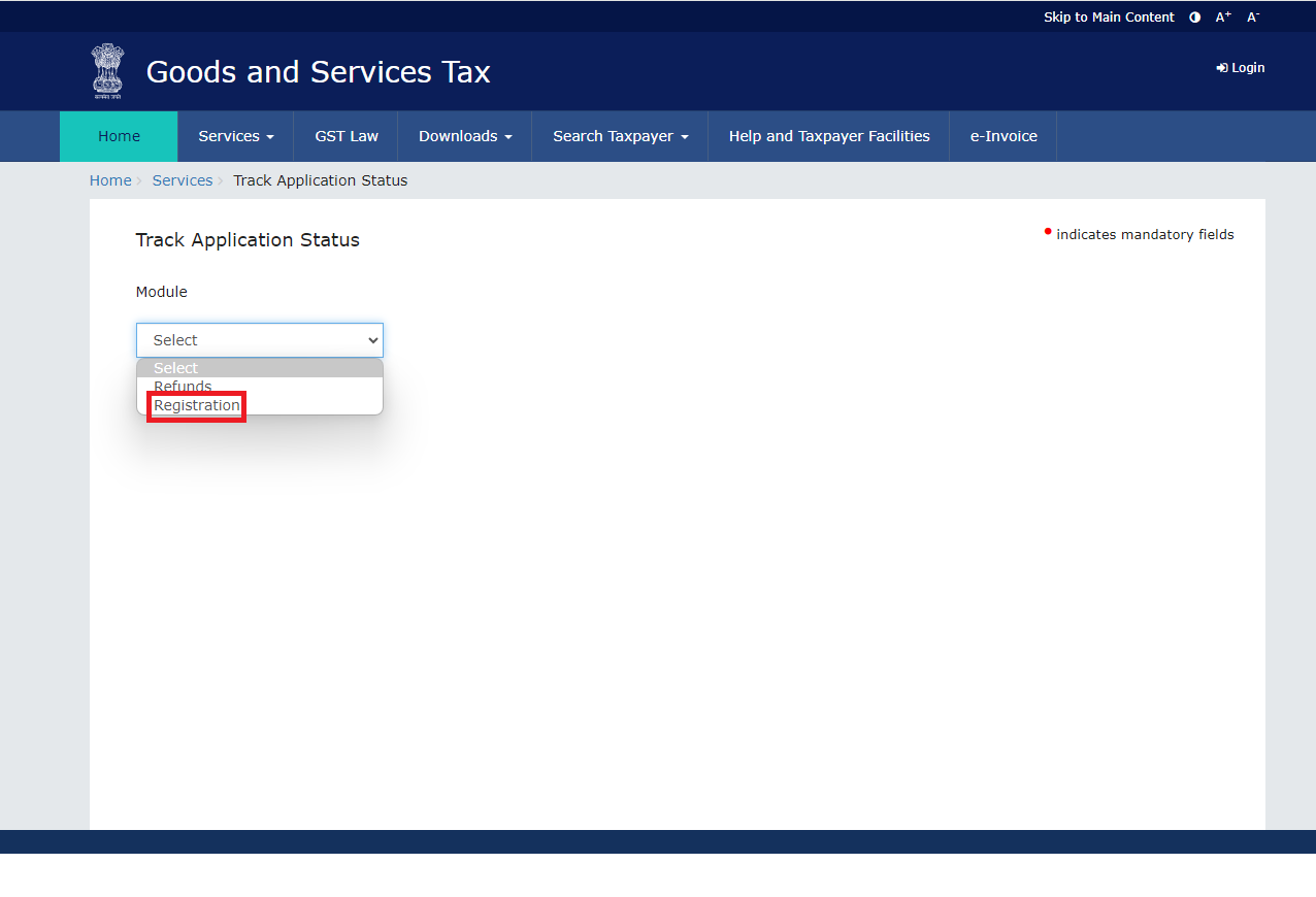 Track GST Application Status Using Registration Number