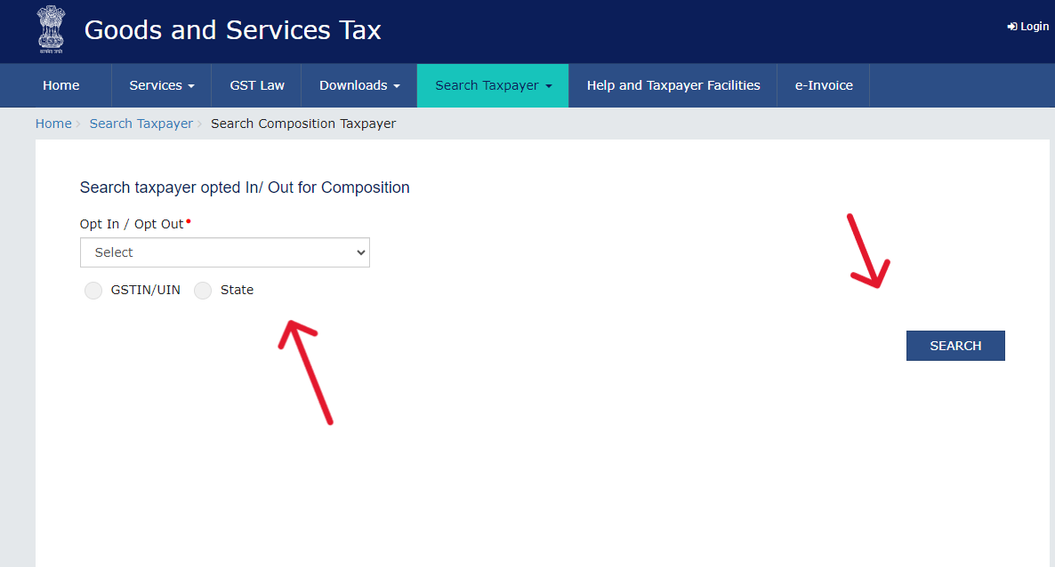Search Taxpayer on GST Online Portal
