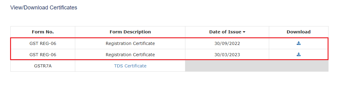 View or Download GST Certificate