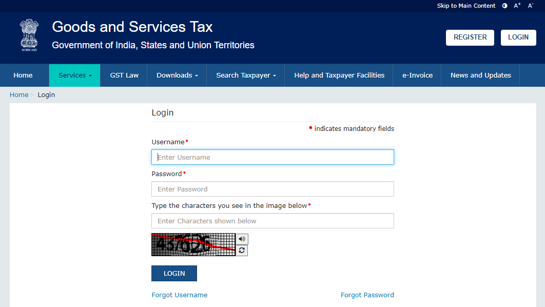 GST Login Page