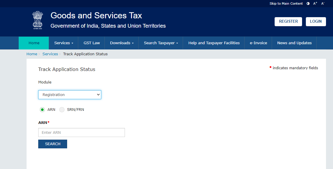 Track GST Status Page