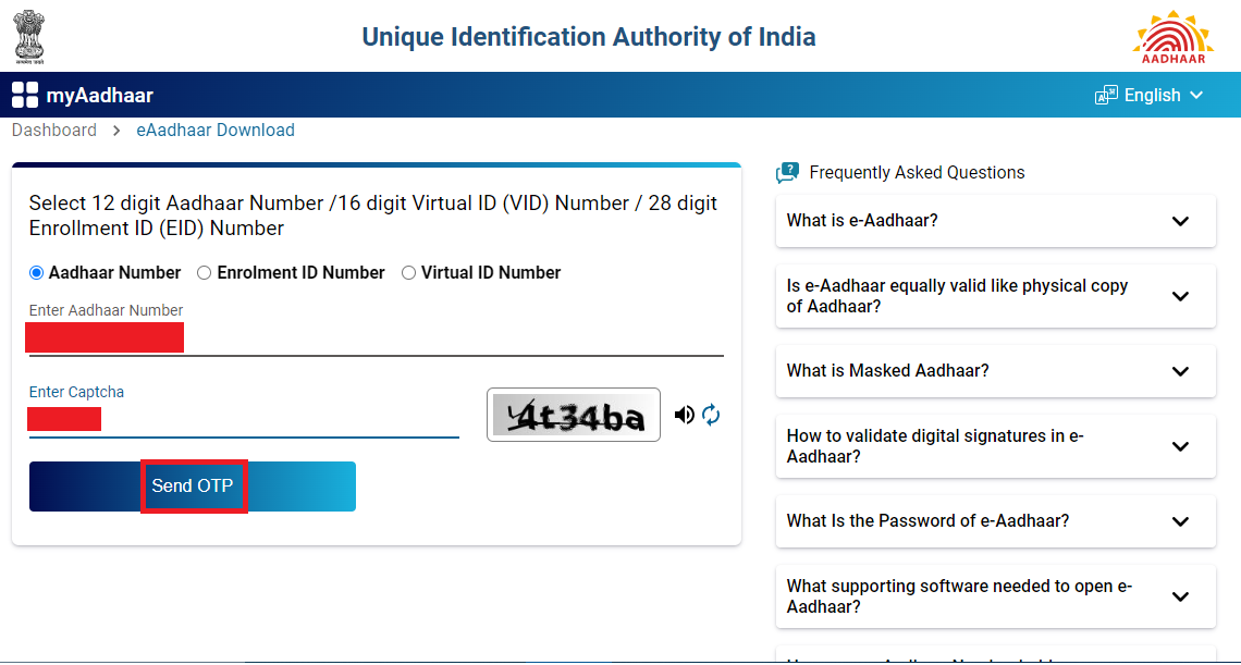 Download Aadhaar Page