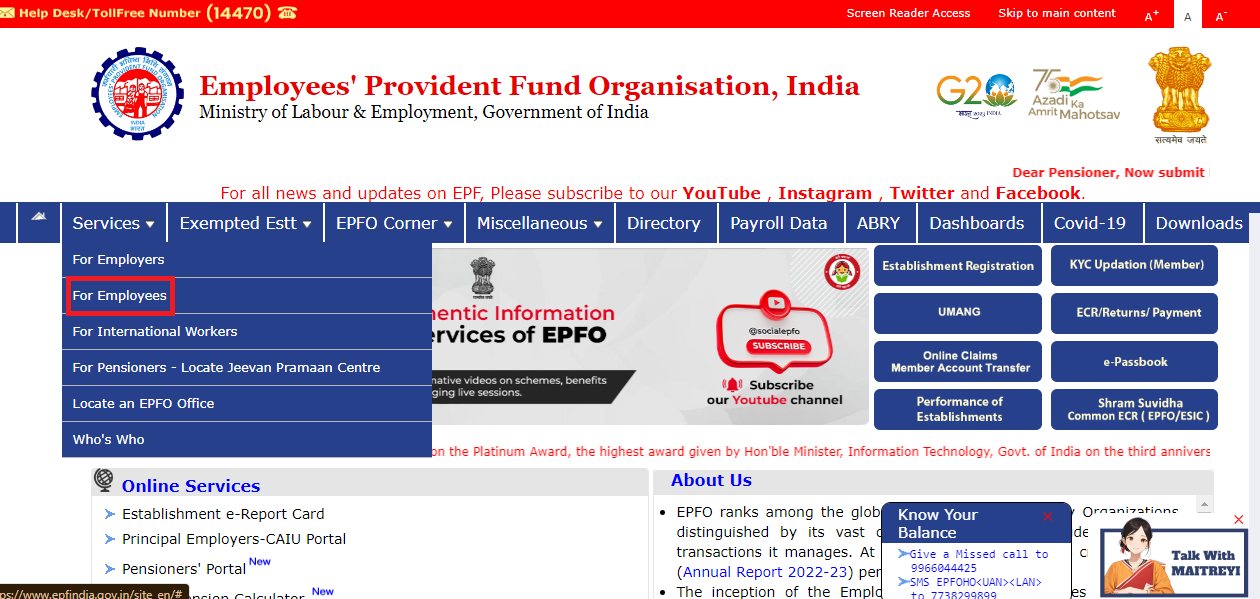 Epfo Portal Homepage