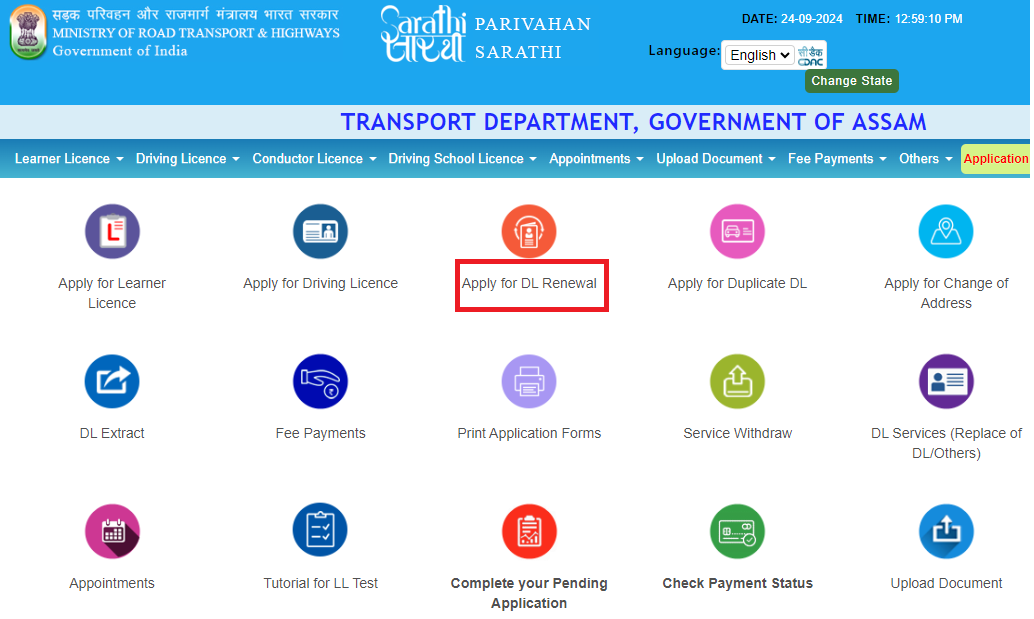 Apply for DL Renewal