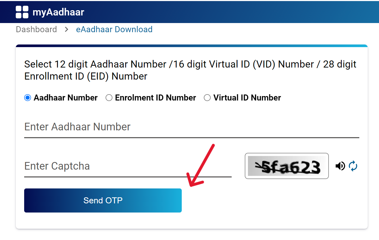 Aadhaar Download Page