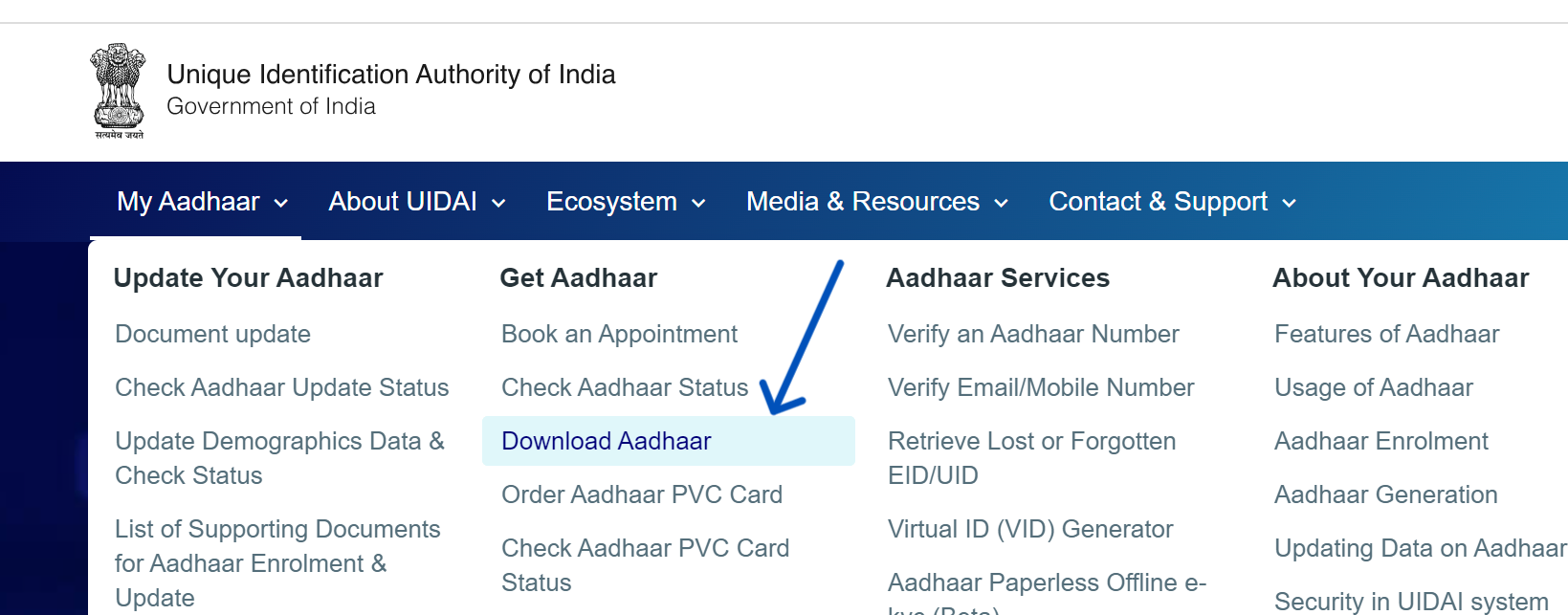 UIDAI Homepage