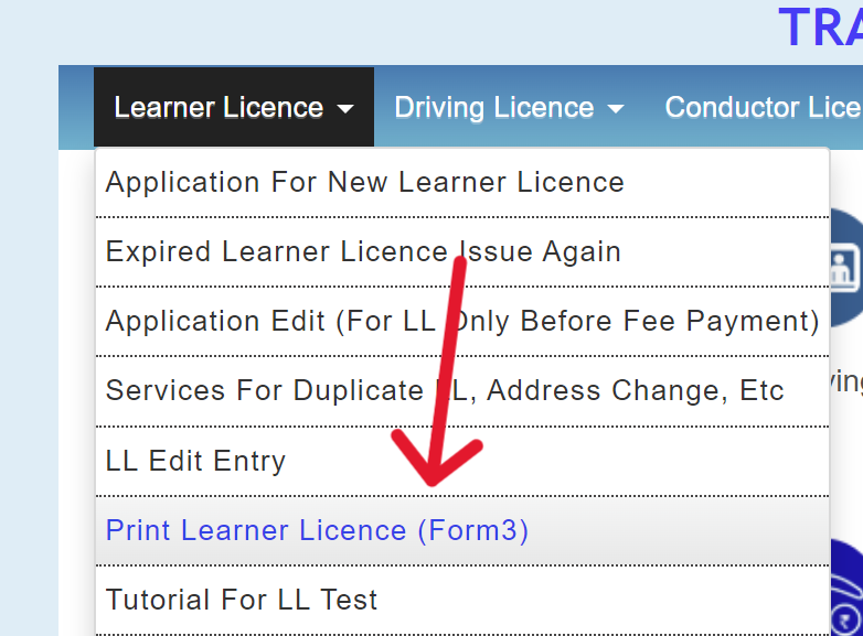 Learner-Licence-Menu