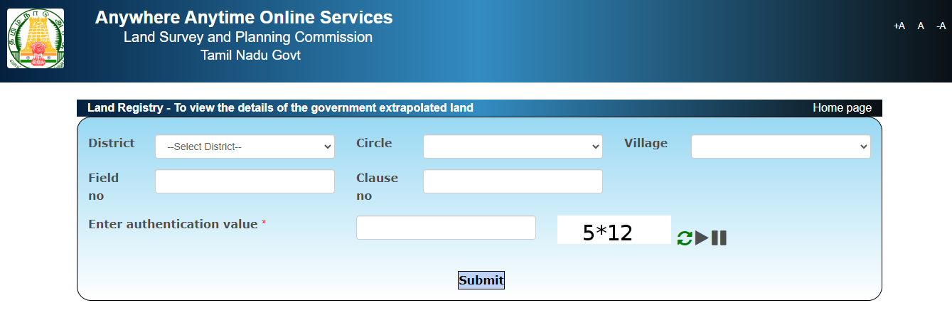 Government Land Details Online